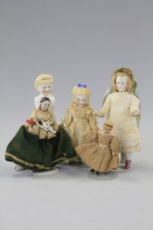 LOT OF FIVE SMALL PARIAN DOLLS