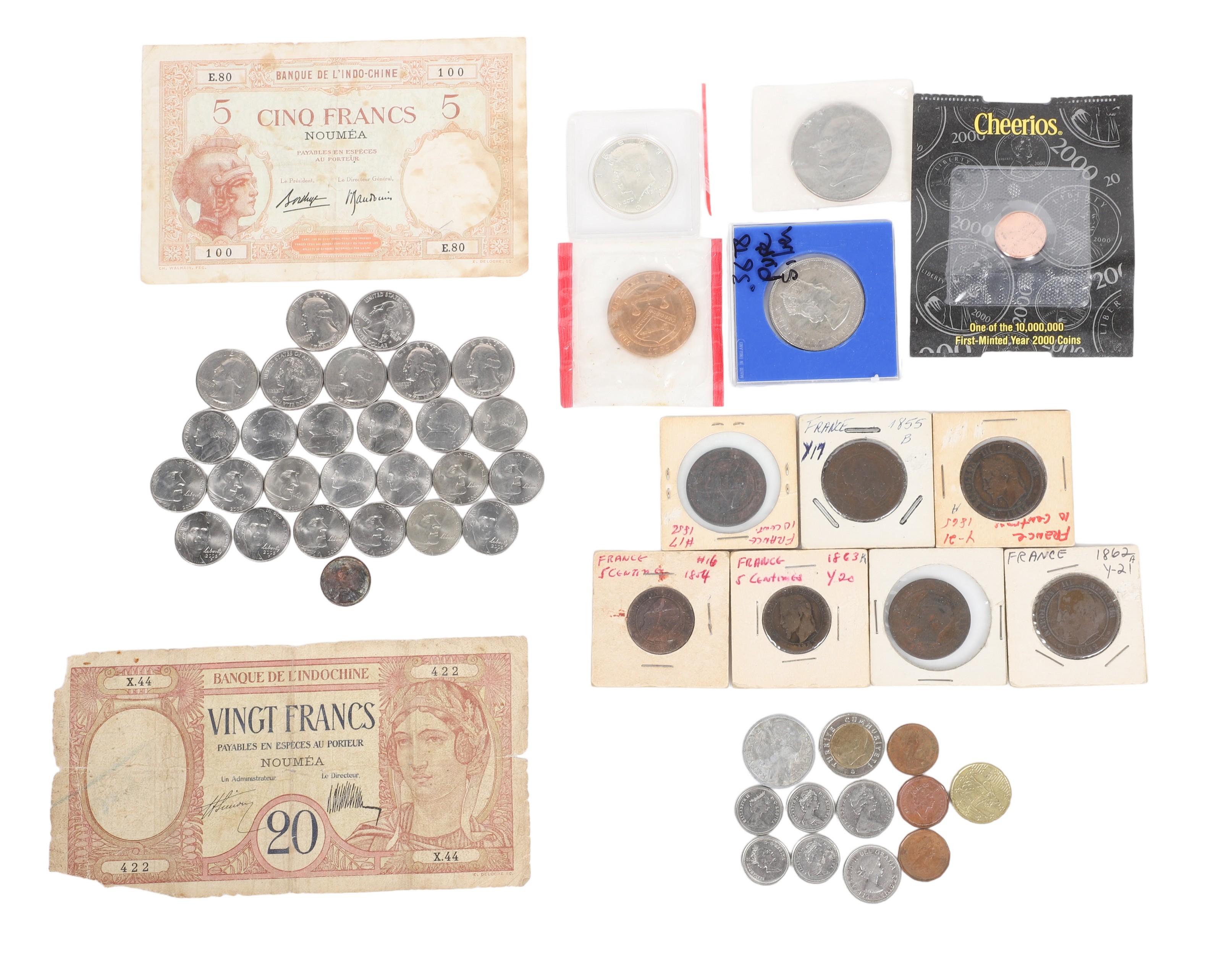 Lot of foreign & American coins,