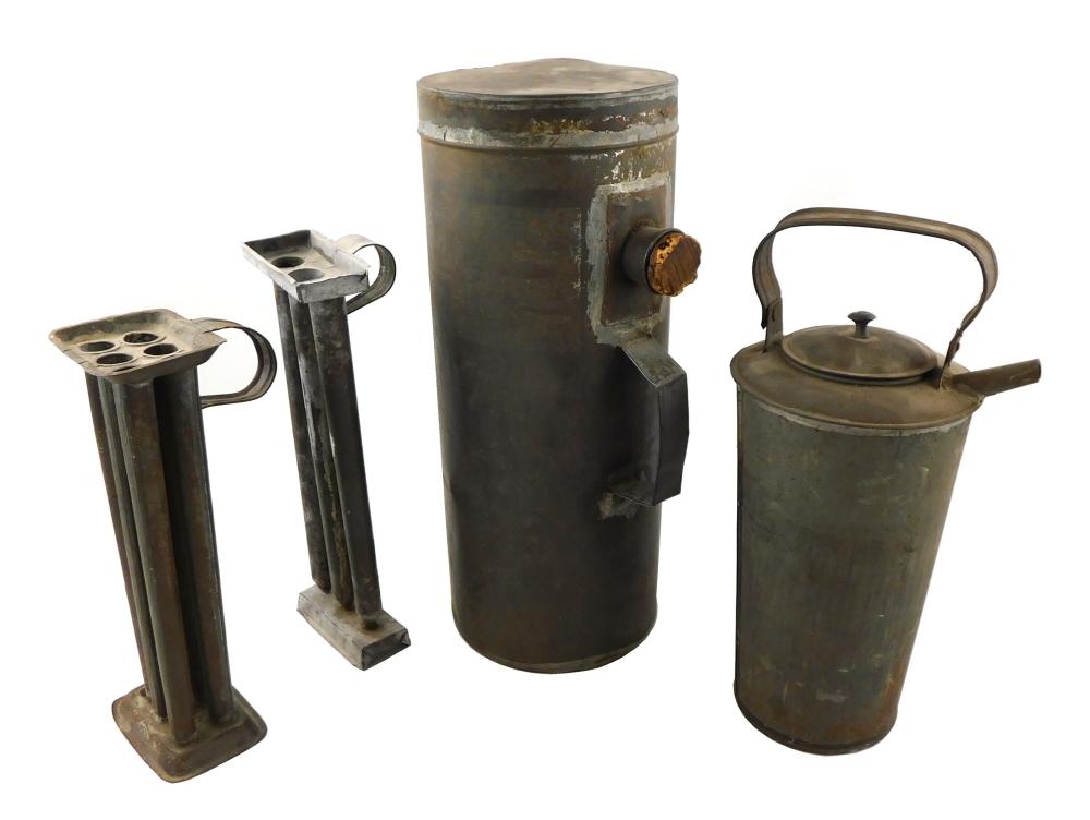 LOT OF FOUR 19TH C. TIN PIECES,