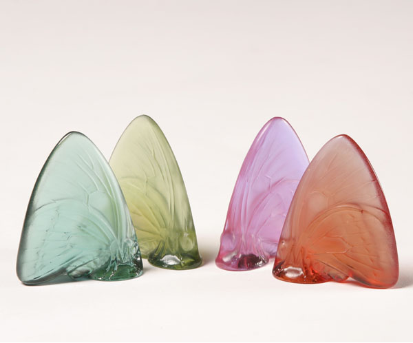 Lot of four art glass butterflies