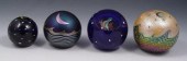 LOT OF FOUR ART GLASS MOON AND