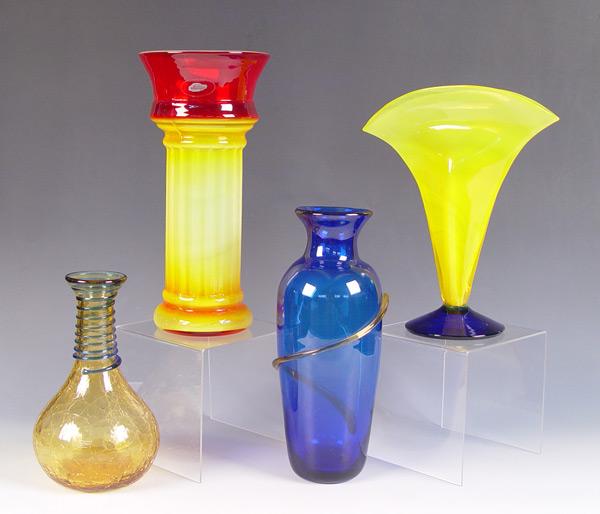 LOT OF FOUR BLENKO ART GLASS VASES: