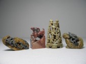 Lot of four Chinese stone carv