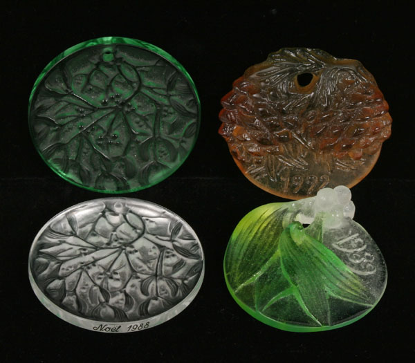 Lot of four Christmas ornaments;