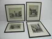 Lot of four framed German etch