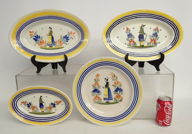 Lot of four Quimper faience