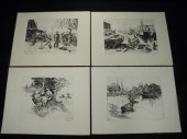 Lot of four signed etchings. T