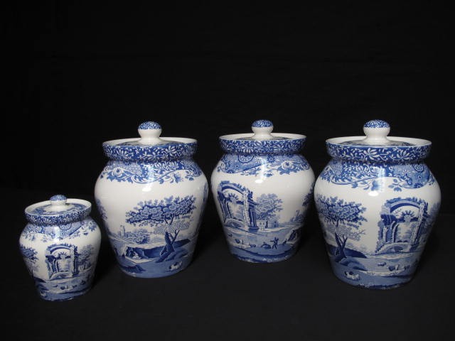 Lot of four Spode canisters.