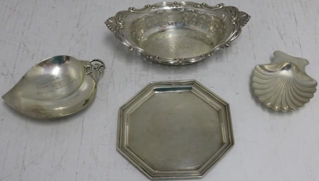 LOT OF FOUR STERLING SILVER PIECES.