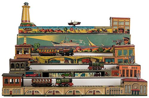 LOT OF FOUR WIND-UP TIN LITHO