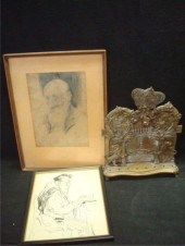 Lot of Judaica: Menorah and Ju