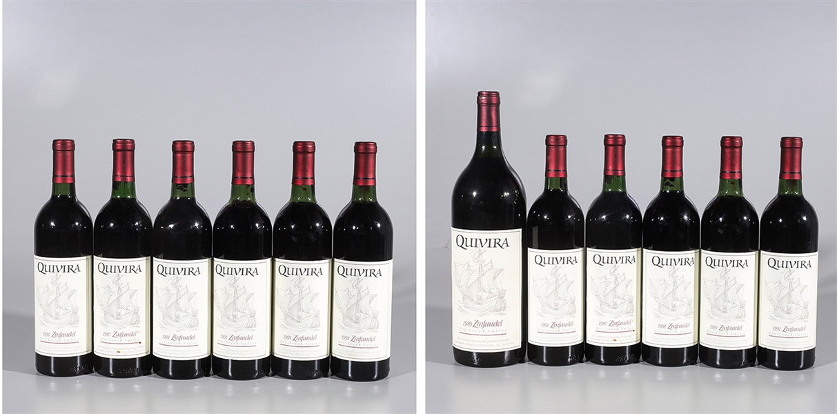 Lot of nine bottles of Quivera 1991