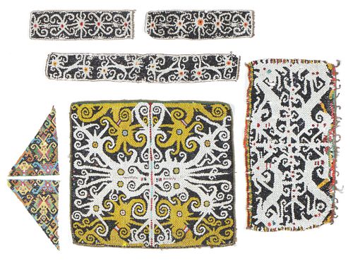 LOT OF OLD BEADED DAYAK TEXTILES,