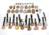 LOT OF PINS, MEDALS, WATCH/KEY