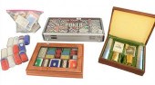 LOT OF POKER CHIPS AND PLAYING