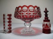 Lot of ruby cut glass and crys