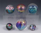 LOT OF SIGNED ART GLASS PAPERW