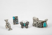 LOT OF SILVER AND TURQUOISE PE
