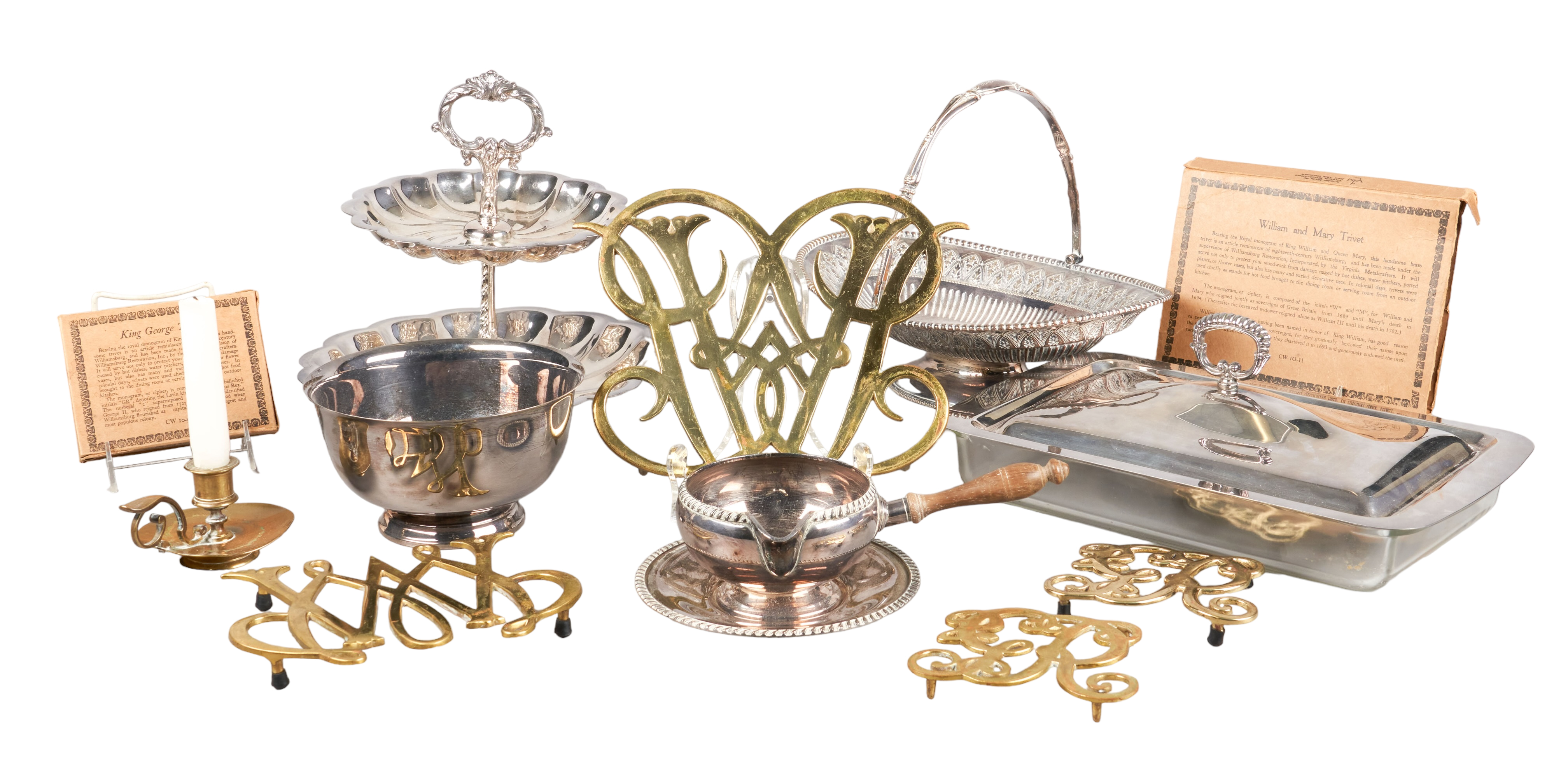 Lot of silver plate & brass