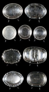 LOT OF SILVERPLATE PLATTERS &