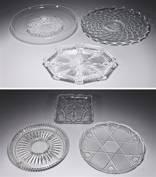 Lot of six assorted crystal and