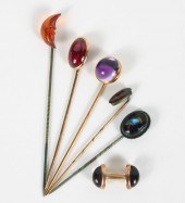 Lot of six Victorian stick pin