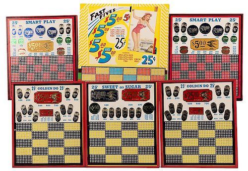 LOT OF SIX VINTAGE PUNCH BOARDS.Lot