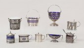 LOT OF STERLING & GLASS SALTS