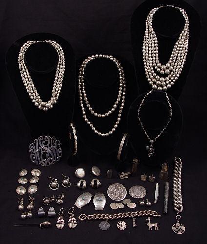 LOT OF STERLING JEWELRY ETC: