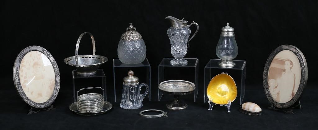 LOT OF STERLING RIMMED & GLASS