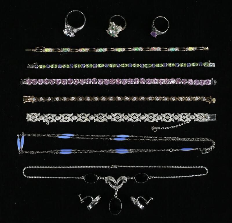 LOT OF STERLING & STONE