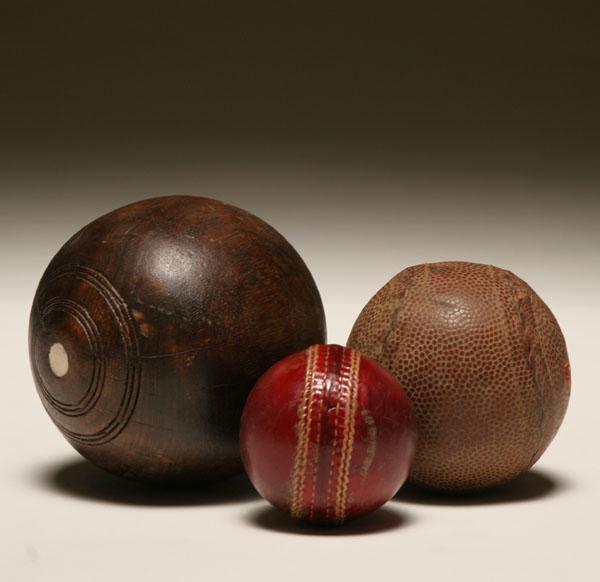 Lot of three antique game balls