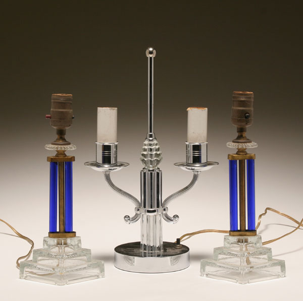 Lot of three Art Deco lamps