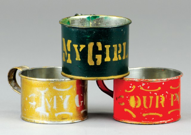 LOT OF THREE CHILDREN'S TIN CUPS