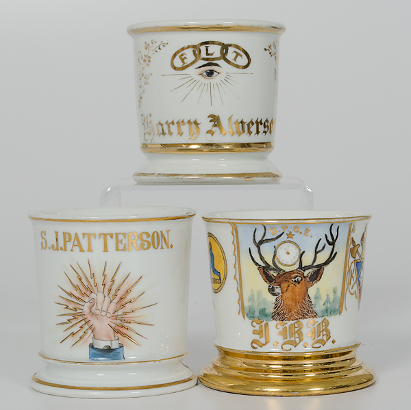 Lot of Three Fraternal Shaving Mugs