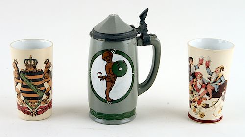 LOT OF THREE GERMAN METTLACH BEER