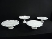 Lot of three milk glass cake s