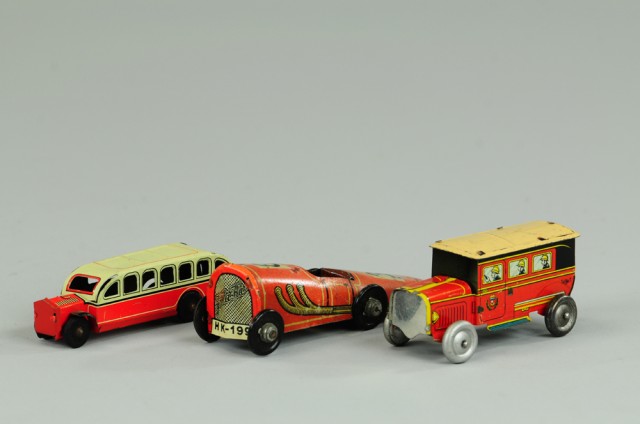 LOT OF THREE PENNY TOY VEHICLES