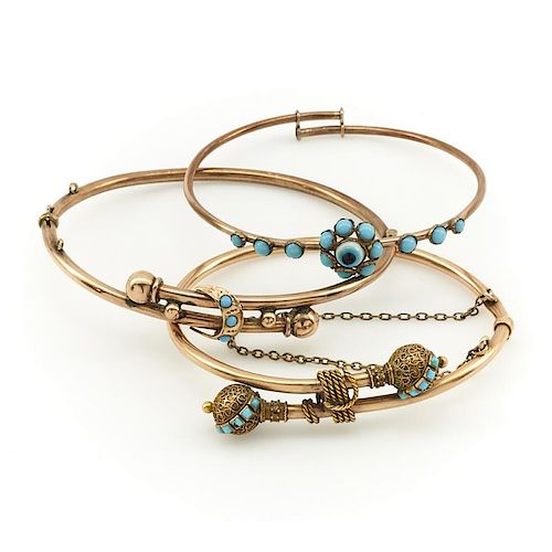 LOT OF THREE ROSE GOLD VICTORIAN