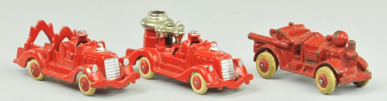 LOT OF THREE SMALL FIRE TRUCKS