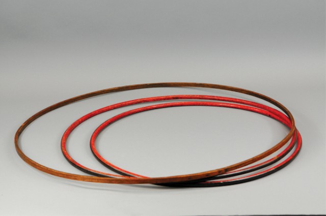 LOT OF THREE WOOD TOY HOOPS Late