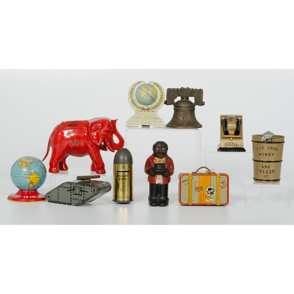 Lot of Tin and Cast Iron Banks