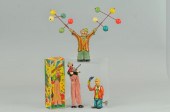 LOT OF TIN CLOWN TOYS Three ex