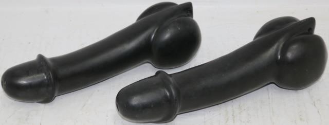 LOT OF TWO BLACK DIORITE STONE