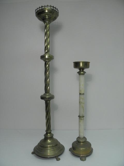 Lot of two brass altar pricket