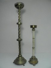 Lot of two brass altar pricket