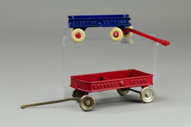 LOT OF TWO CAST IRON WAGONS