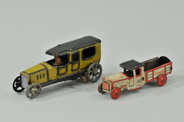 LOT OF TWO PENNY TOY VEHICLES