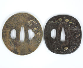 Lot of two Tsuba; one iron with