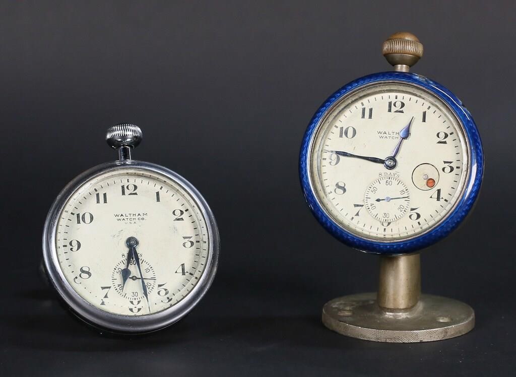 LOT OF TWO WALTHAM CAR CLOCKS